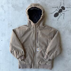 Vintage Y2K Carhartt YOUTH brown hooded work wear jacket